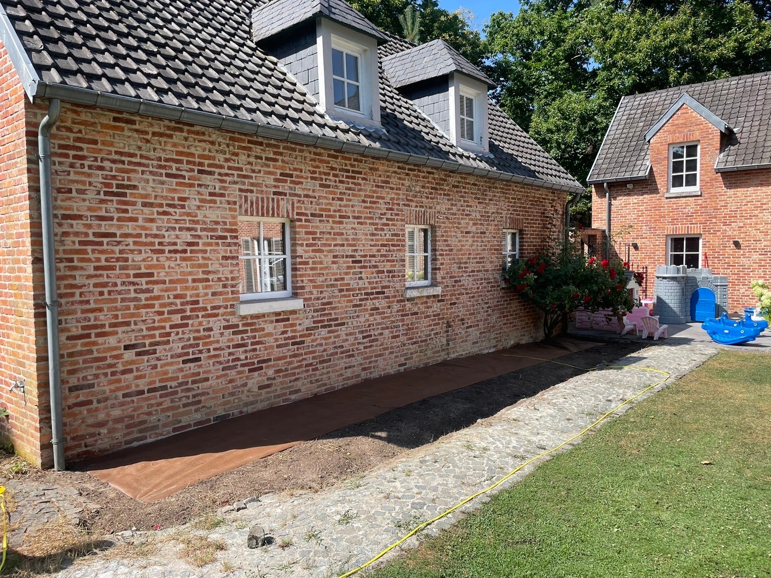Jardin après remise en état complète, tonte et finitions